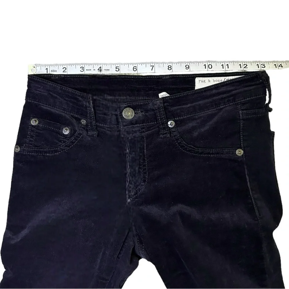 Rag And Bone Black Velvet Skinny Stretch Jeans Zipper Size 24 - Picture 11 of 14